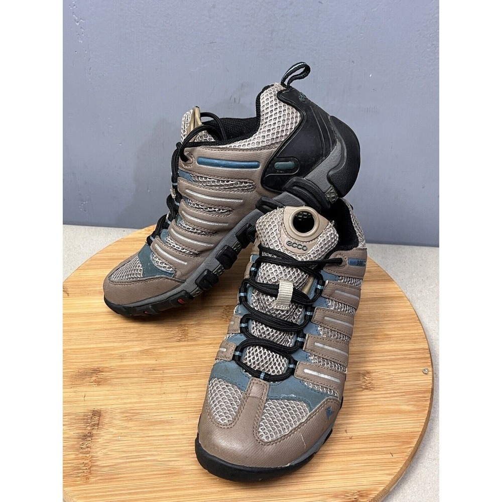 ECCO‎ Hiking Shoes Women 37 6-6.5 Brown Blue Gore-Tex Trail Low Top Sneakers